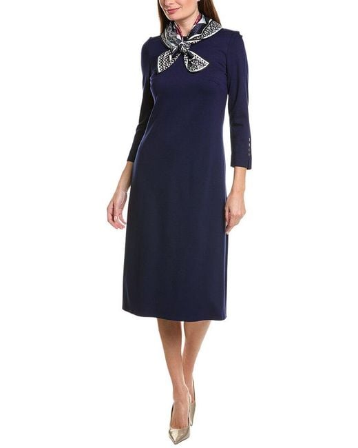 Jones New York Blue 3/4 Sleeve Midi Dress