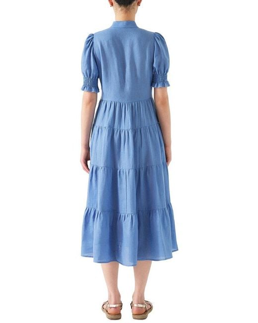L.K.Bennett Blue Flo Linen Dress