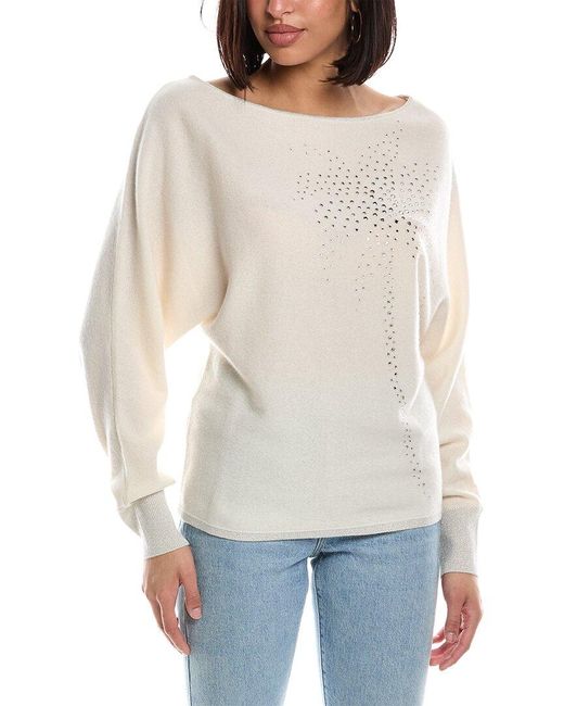 Tommy Bahama White Serena Crystal Palm Wool & Cashmere-blend Sweater