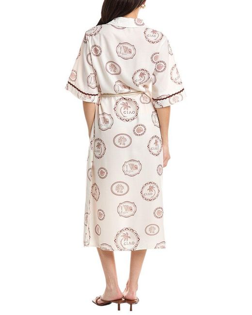 JLuxe White Short Sleeve Midi Shirtdress