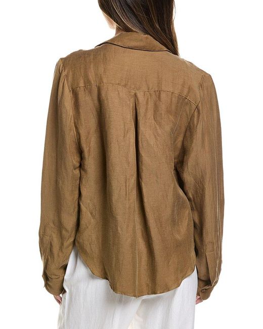 Anemos Brown Linen-Blend Phillips Button-Down Shirt
