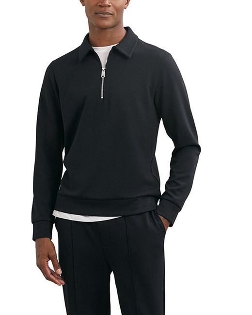 Reiss Black Prince Interlock Half Zip Top for men