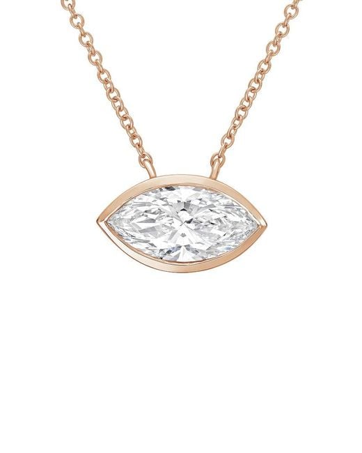 Diana M White Diana M. 14K Rose 15.00 Ct. Tw. Lab-Grown Diamond Solitaire Bezel Pendant