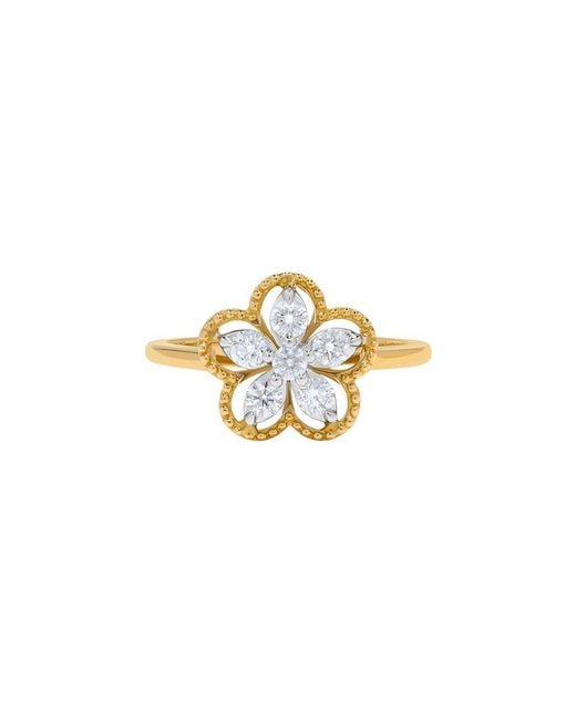 H.J. Namdar Metallic 14K Two Tone 0.38 Ct. Tw. Diamond Floral Ring