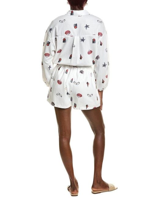 AMINA GLAM White 2Pc Shirt & Short Set