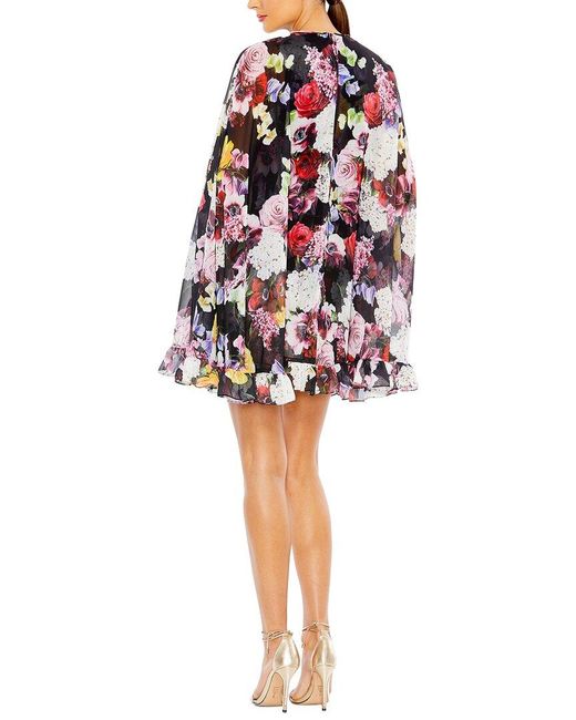 Mac Duggal Red Charmeuse Long Sleeve V Neck Midi Dress