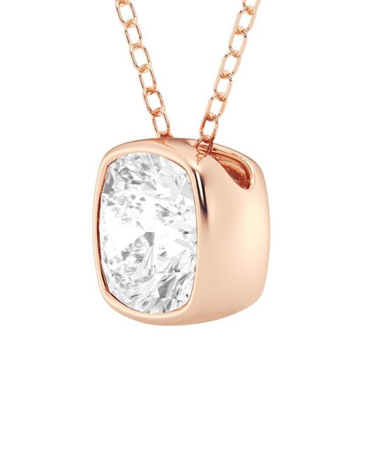Lab Grown Diamonds White 14K Rose 1.50 Ct. Tw. Lab-Grown Diamond Solitaire Pendant Necklace