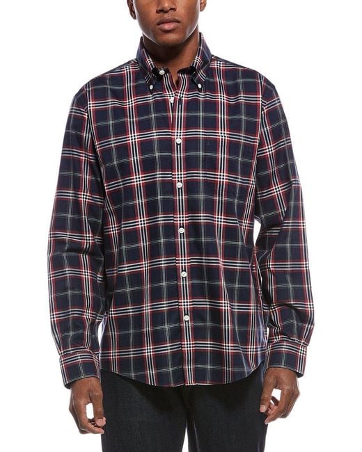 Brooks Brothers Blue Pattern Button Shirt for men