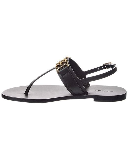 Bally White Logo Positano Leather Flat Sandal