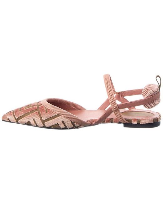 Fendi Pink Colibri Lite Ff Jacquard Velvet Flat
