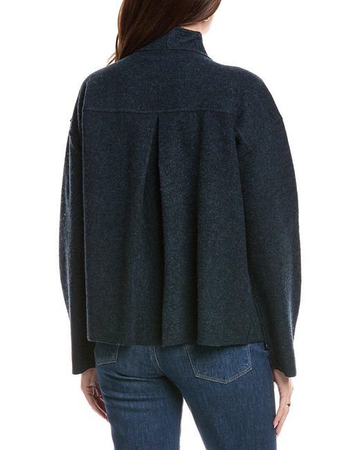 Eileen Fisher Black Petite High Collar Wool Jacket
