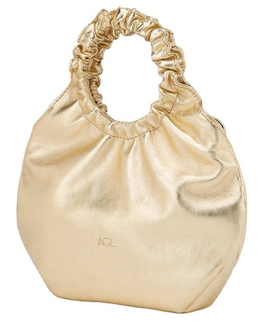 Agl Attilio Giusti Leombruni Metallic Mini Gretty Leather Tote