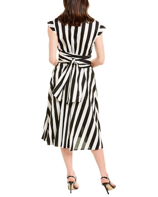 Marella Stripe Wrap Dress in Black | Lyst