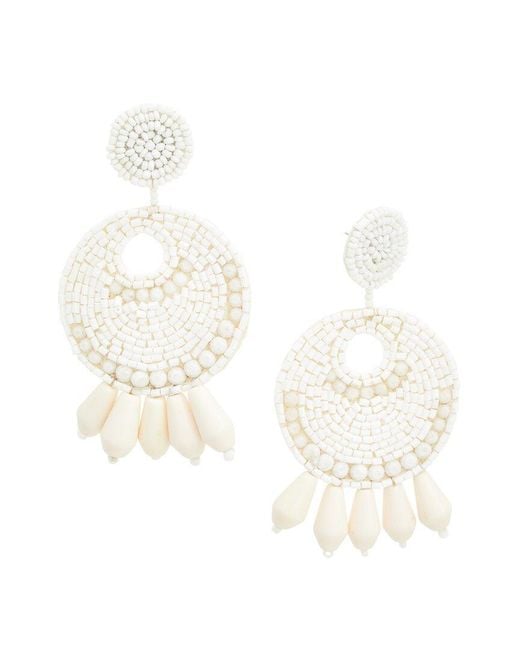 Kenneth Jay Lane White Dangle Earrings