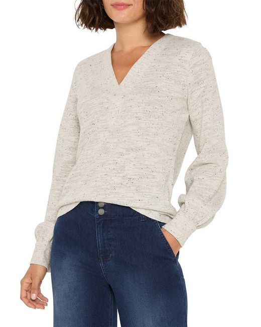 NIC+ZOE White Downtown Sparkle Nep Knit Top