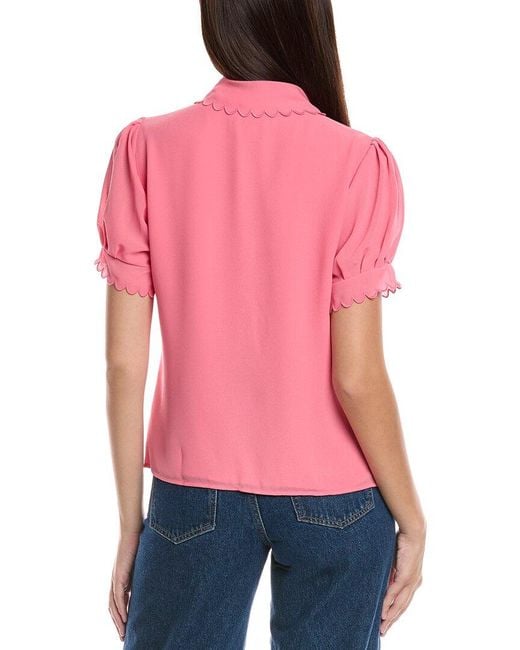 Cece Red Scallop Top