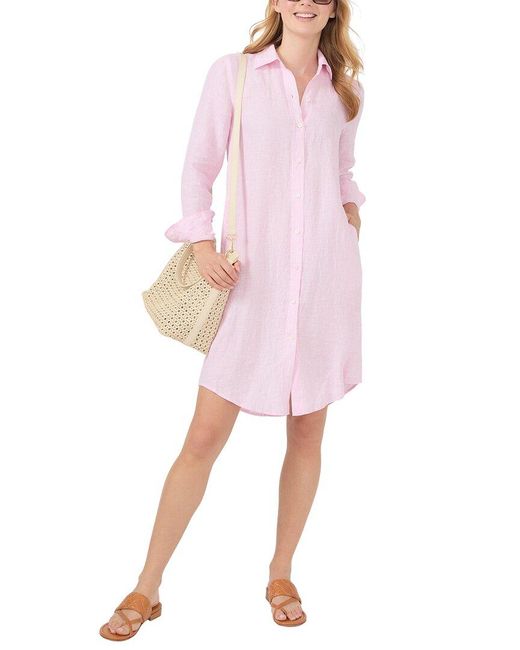 J.McLaughlin Pink Stripe Sanders Linen Dress