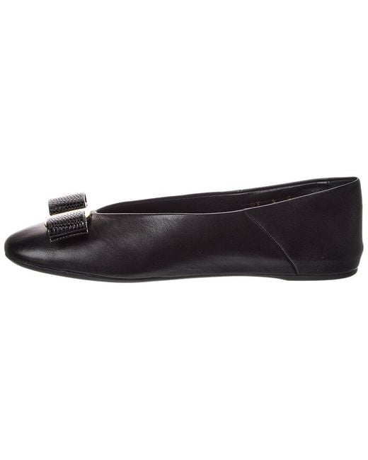 Ferragamo Black Vara Bow Leather Flat