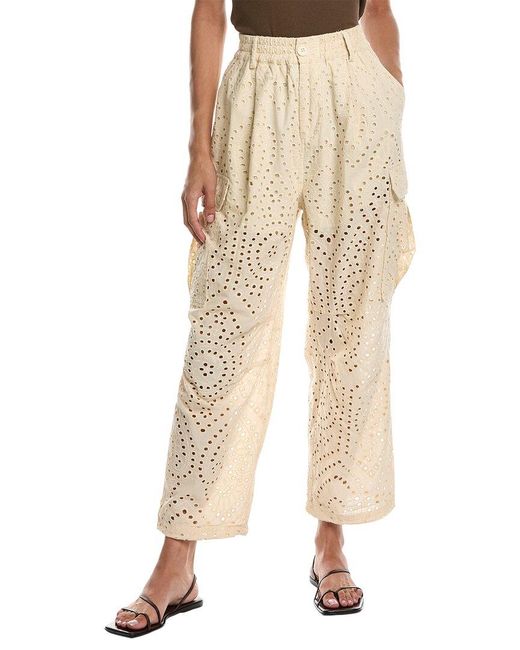 Chrldr Natural Sia Loose Eyelet Cargo Pant