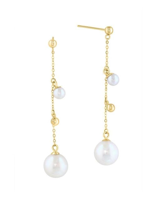 Effy Fine Jewelry White 14K 4Mm, 8Mm Pearl Earrings