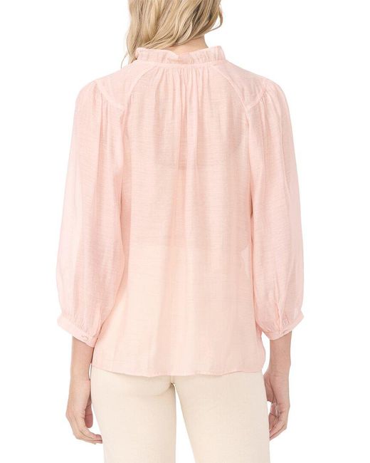 Vince Camuto Pink Raglan Peasant Split Neck Blouse