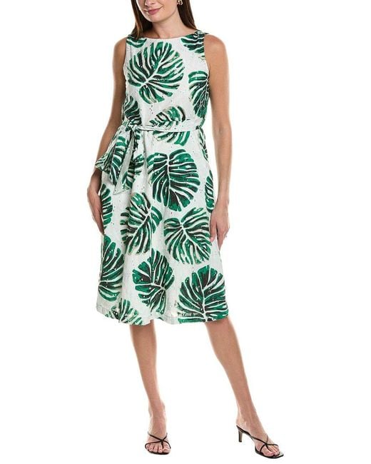 Anne Klein Green Eyelet Midi Dress