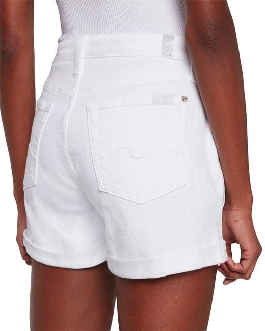 7 For All Mankind Broken Twill White Roll-up Short