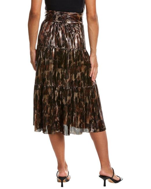 ba&sh Poly Pleated Metallic Midi Skirt
