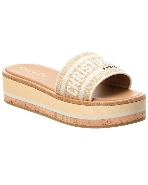 Dior Natural Dway Canvas Platform Slide