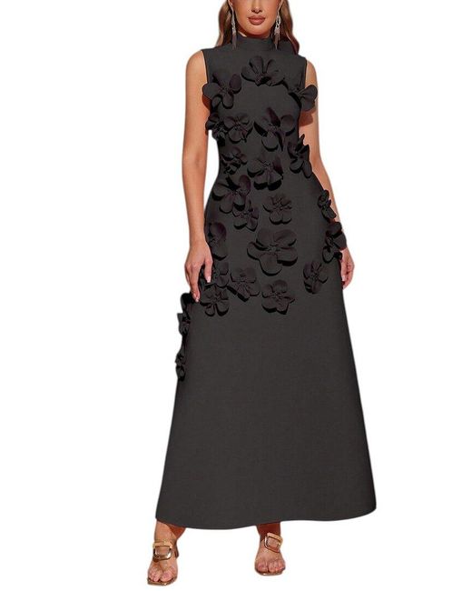 AMINA GLAM Black Midi Dress