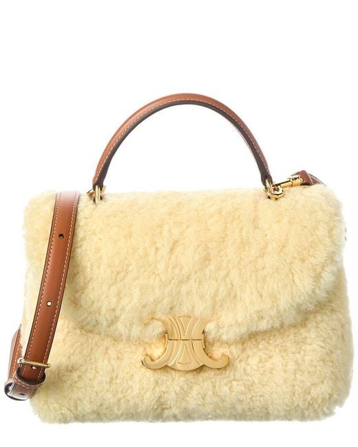 Céline Metallic Dnu Pack Teen Shearling Shoulder Bag