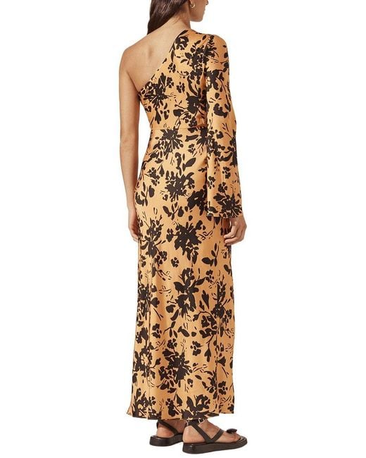Shona Joy Metallic Solare One Shoulder Midi Dress