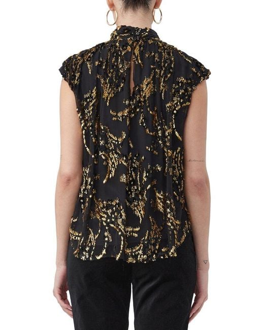 Trina Turk Black Imogene Silk-Blend Top