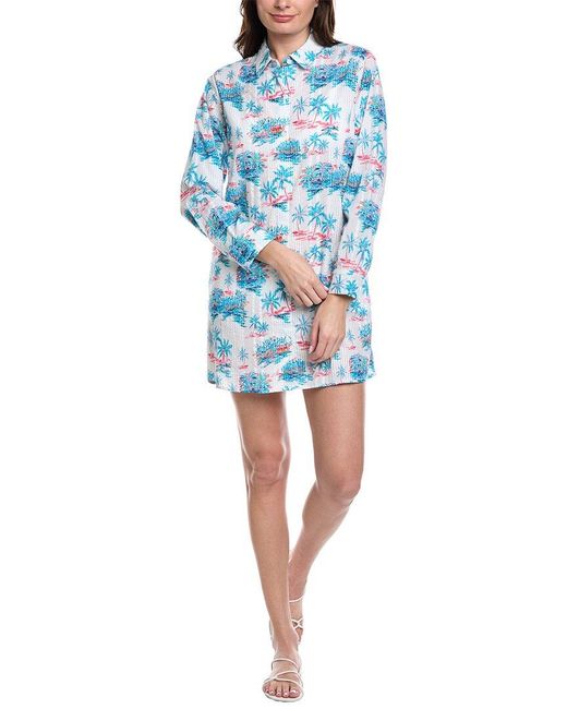 Tommy Bahama Blue Tropical Oasis Boyfriend Shirt