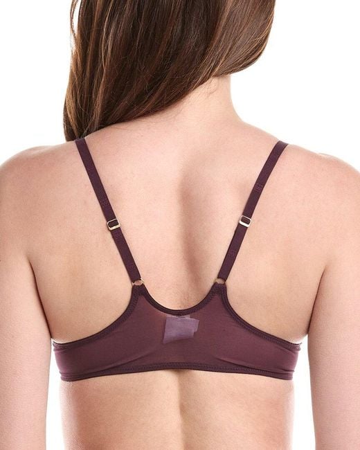 Wolford Purple Sheer Opaque Front Close Plunge Bra