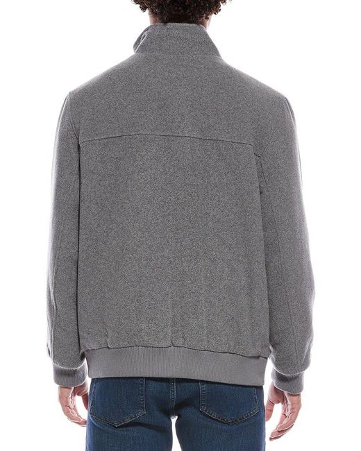 Cole Haan Gray Stand Collar Wool-Blend Bomber Coat for men