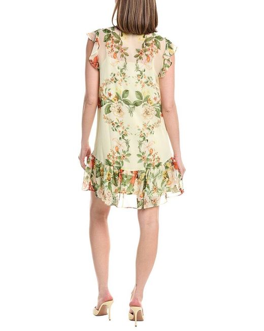 Julia Jordan Yellow Printed Chiffon Sleeveless Mini Dress