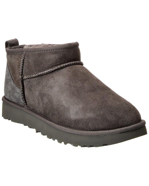 Ugg Brown Classic Ultra Mini Suede & Shearling Boot