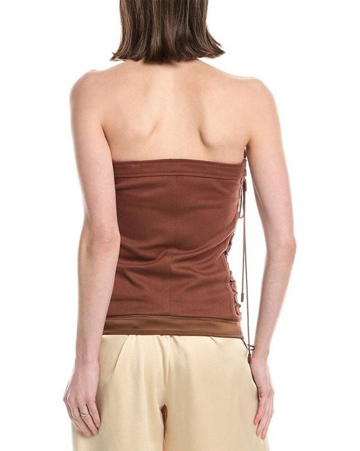 Jonathan Simkhai Brown Sasha Zip-Up Bustier Top