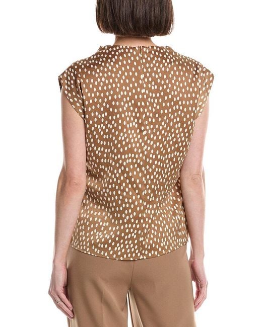 Kenneth Cole Brown Belted Drape Neck Top
