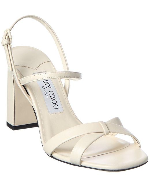 Jimmy Choo White Elsy 85 Leather Sandal