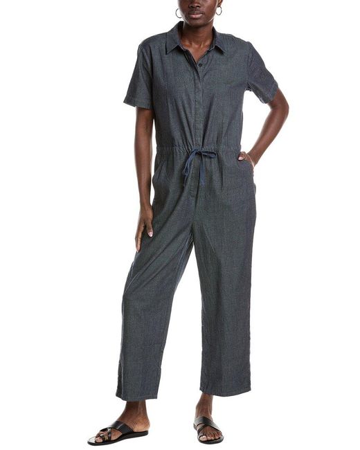 Eileen Fisher Blue Classic Collar Jumpsuit