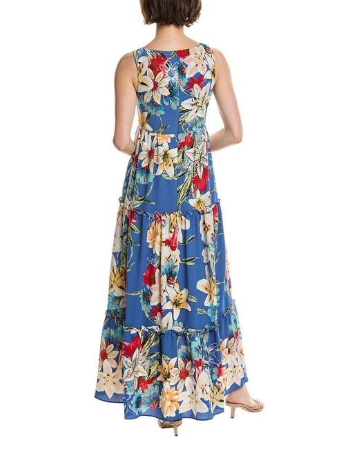 Maison Tara Blue Ghost Crepe Maxi Dress