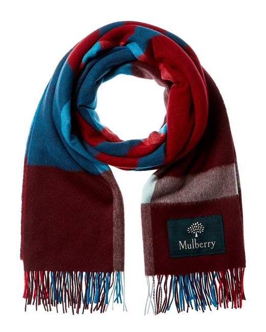 Mulberry Red Large Check Wool Scarf
