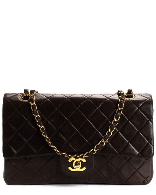 Chanel Black Quilted Leather Medium Double Flap Shoulder Bag (Authentic Pre- Owned)