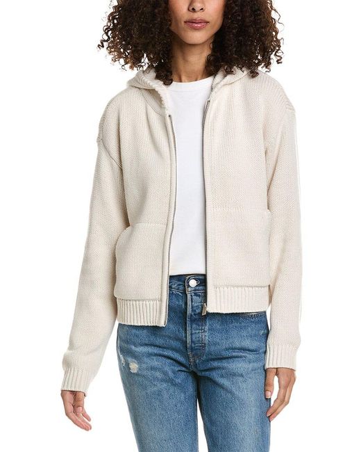 Splendid White Vero Zip-up Sweater Hoodie