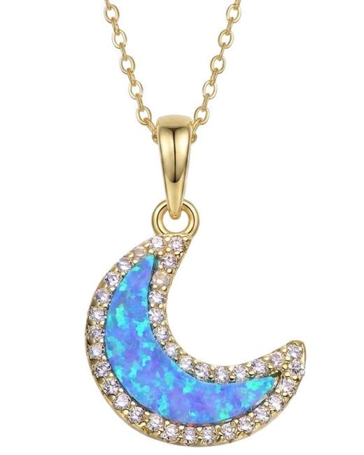 Genevive Jewelry Blue Rachel Glauber 14K Plated Cz Pendant Necklace