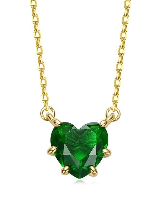 Rachel Glauber Green 14K Plated Cz Solitaire Necklace