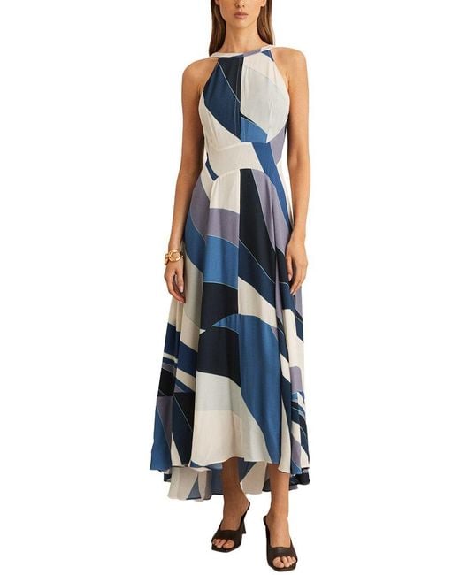 Reiss Blue Imogen Stripe Maxi Dress