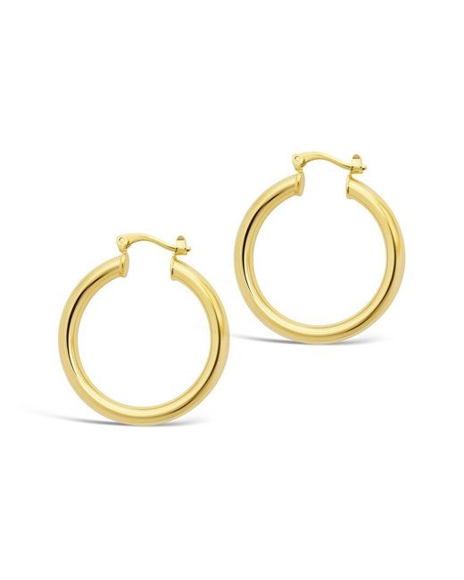 Sterling Forever Metallic 14k Plated Chunky Tube Hoops